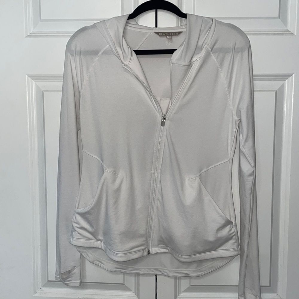 Athleta white zip up hoodie
